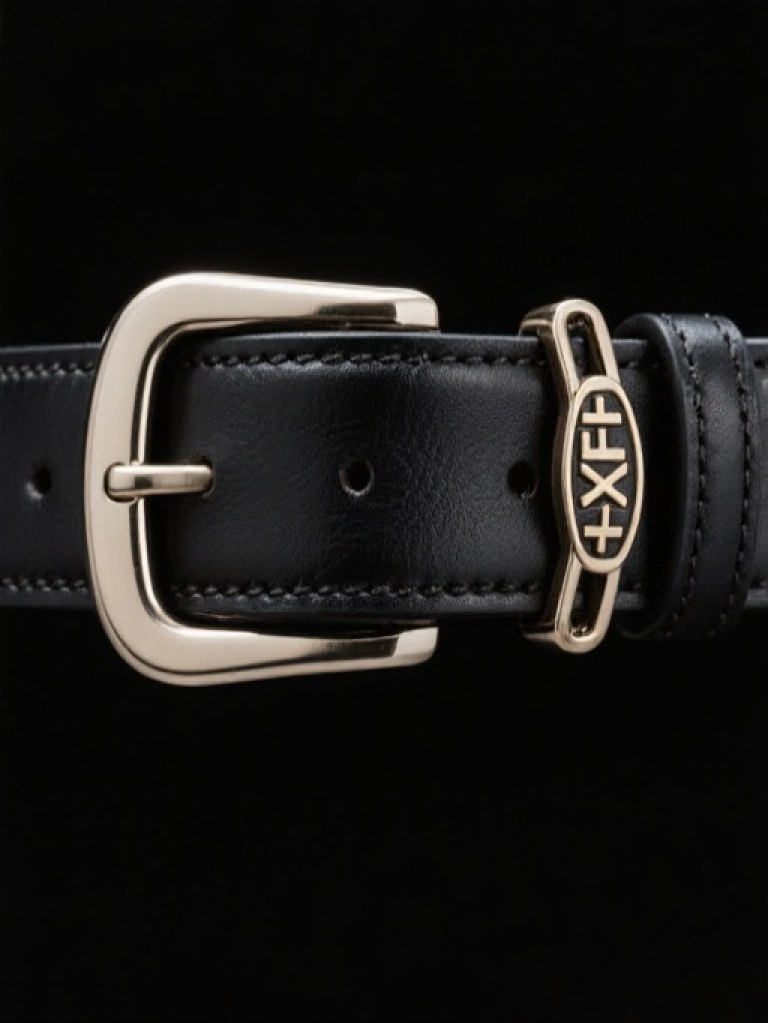 HXFF Stirrup Buckle Belt - Black Leather
