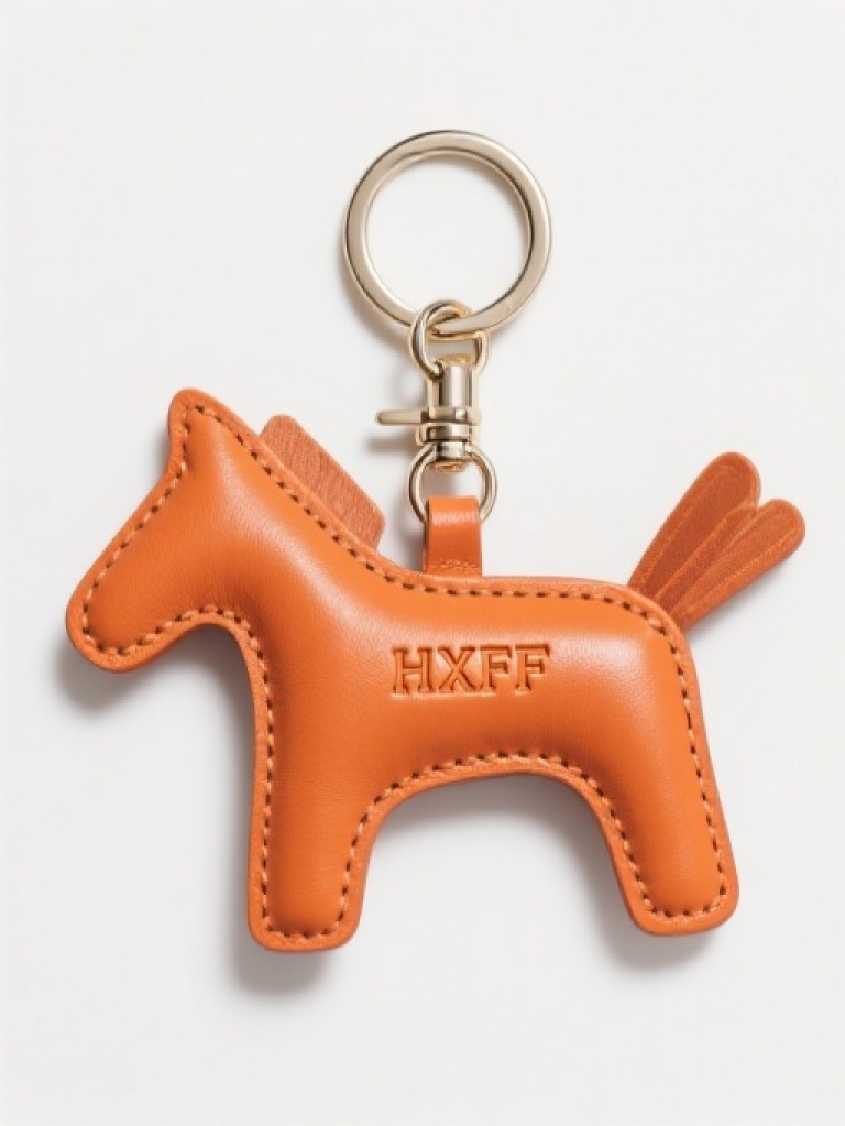 HXFF Orange Leather Horse Keychain