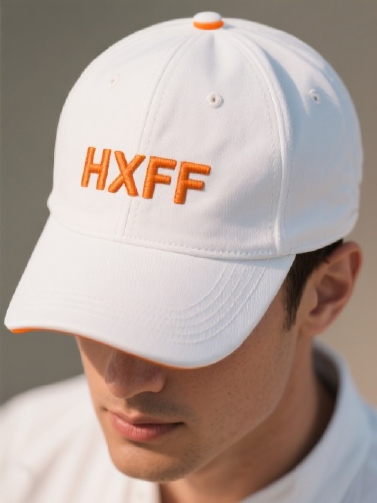 Men's Equestrian Cap - White & HXFF Orange