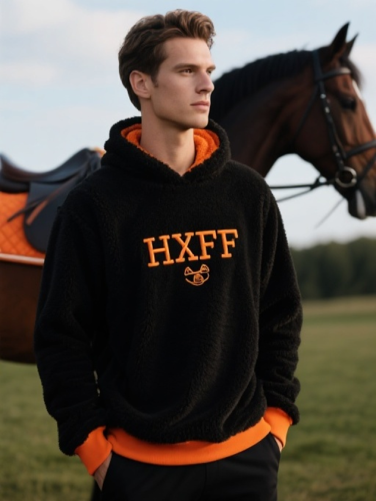 HXFF Men's Classic Riding Teddy Sweatshirt
