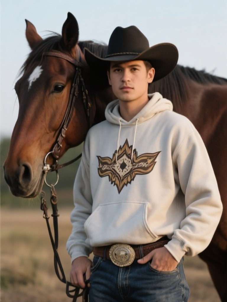 HXFF Men's Cowboy Portrait Sweatshirt