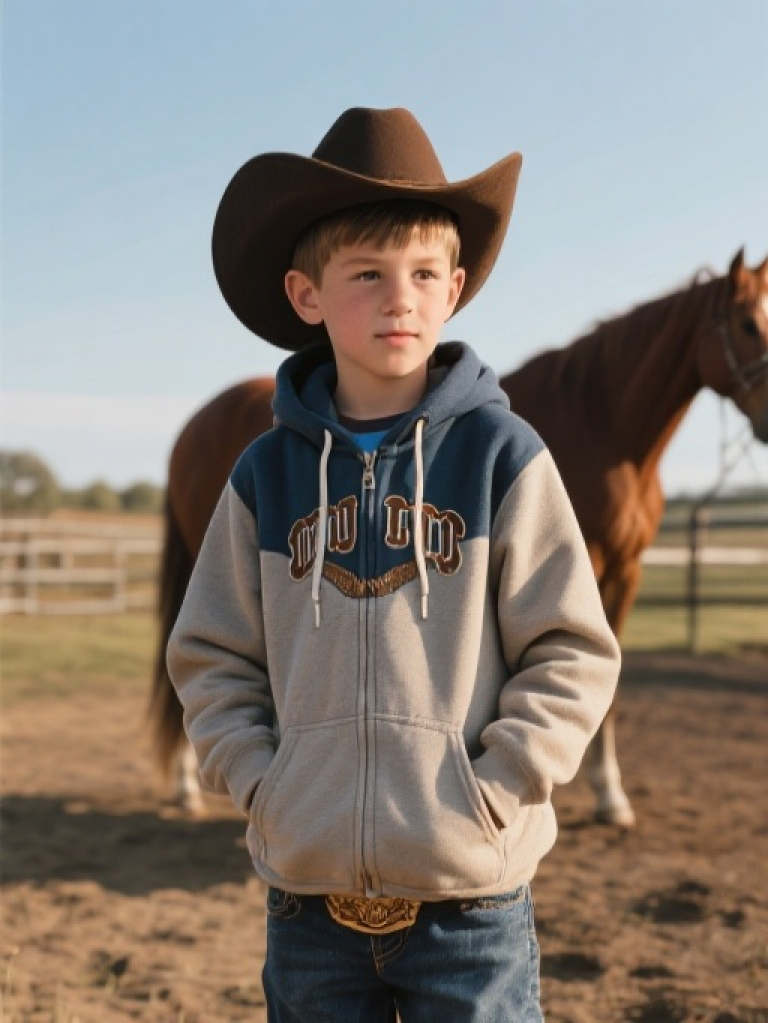 HXFF Boys' Western Cowboy Hoodie