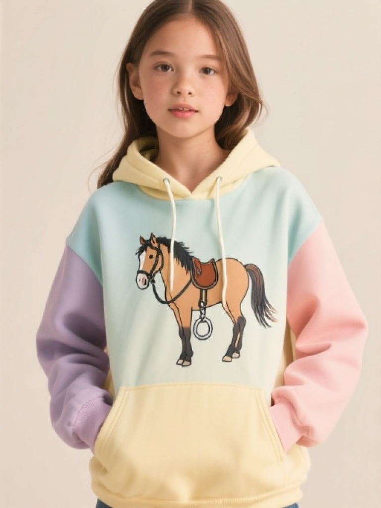 Young rider Girls' Pony & Bit Print Hoodie