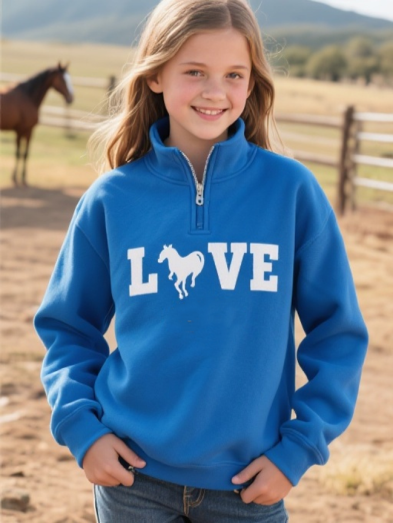 Young Rider Girls' Pony Love 1/4 Zip Sweatshirt