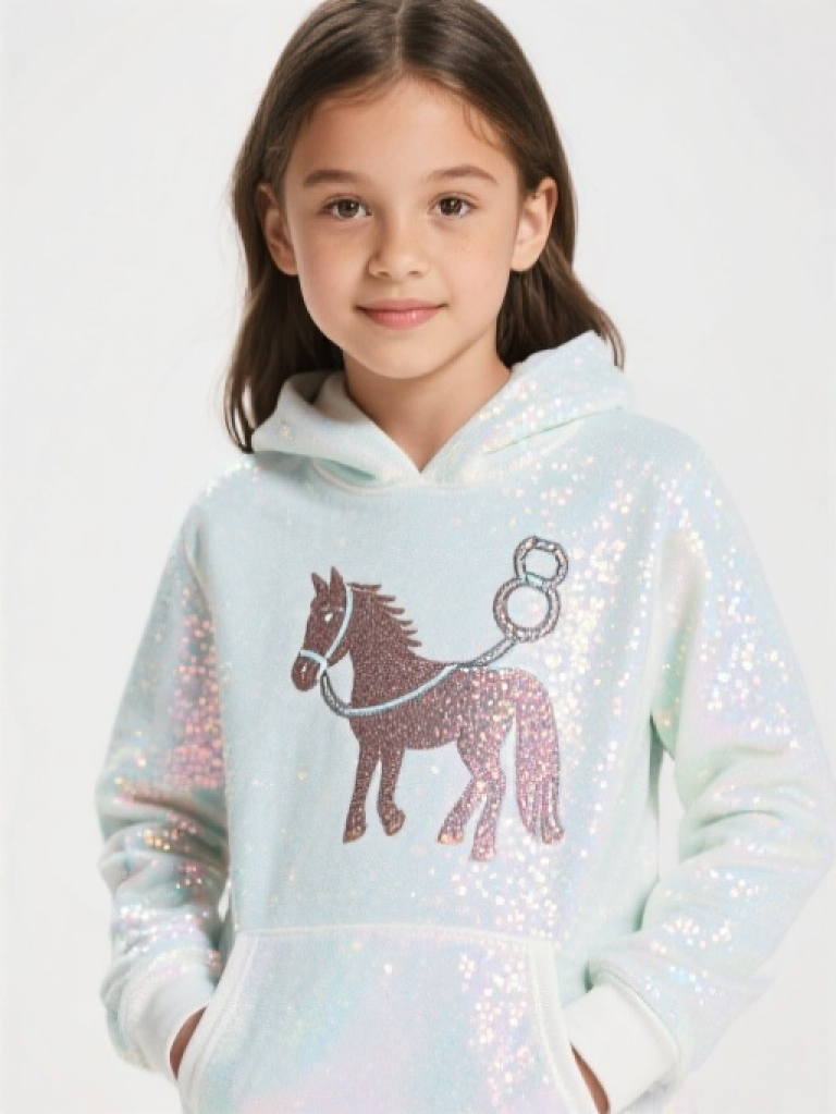 Young rider Girls' Sparkle Bit & Horse Hoodie
