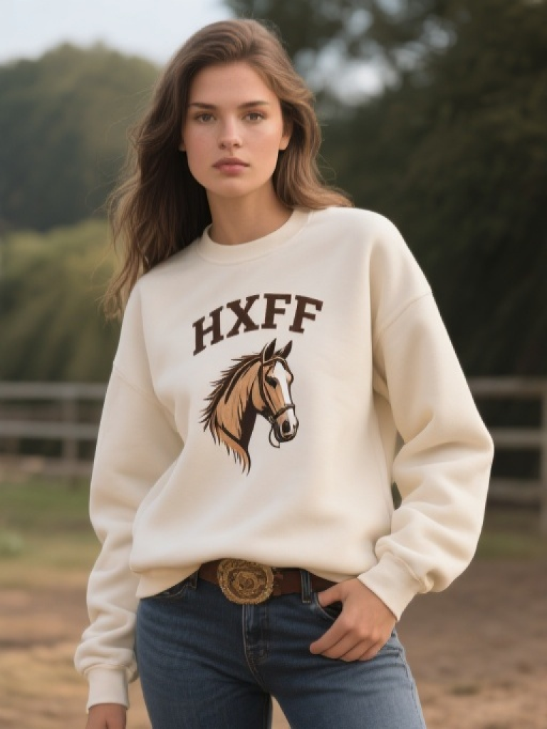 HXFF Women's Western Equestrian Portrait Sweatshirt