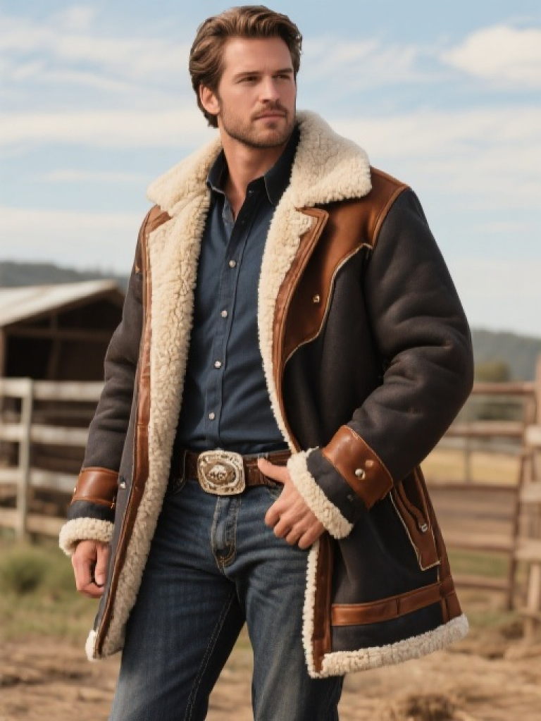 Men's Sherpa Lined Western Winter Coat