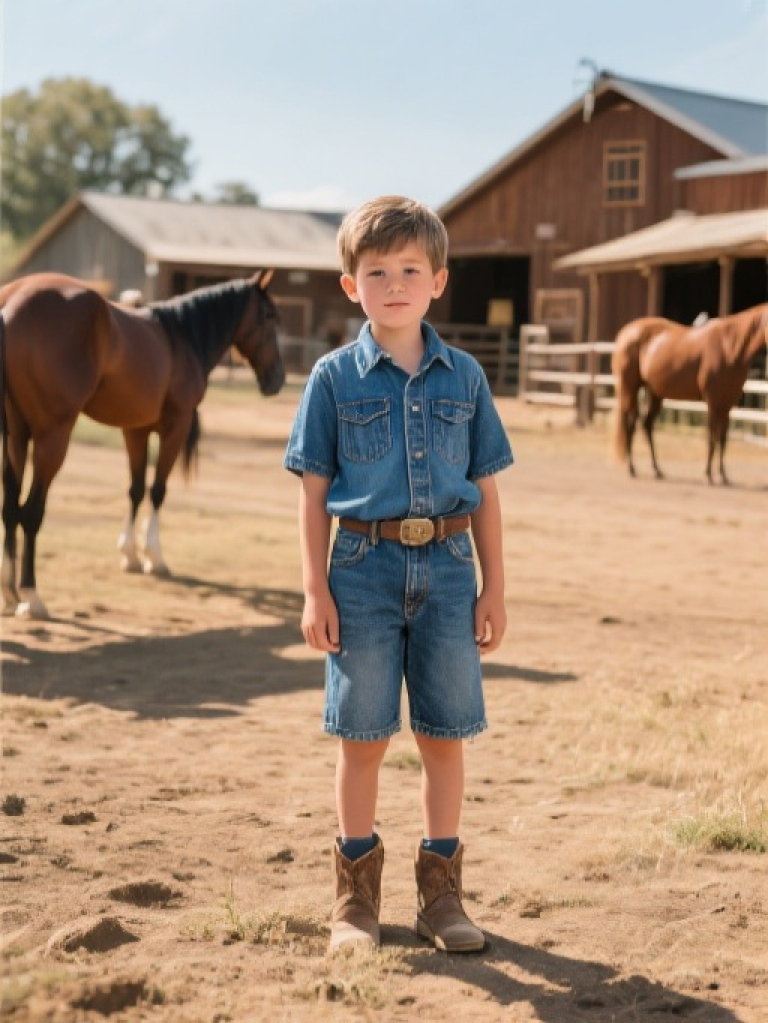 HXFF Boys' Western Denim Shorts