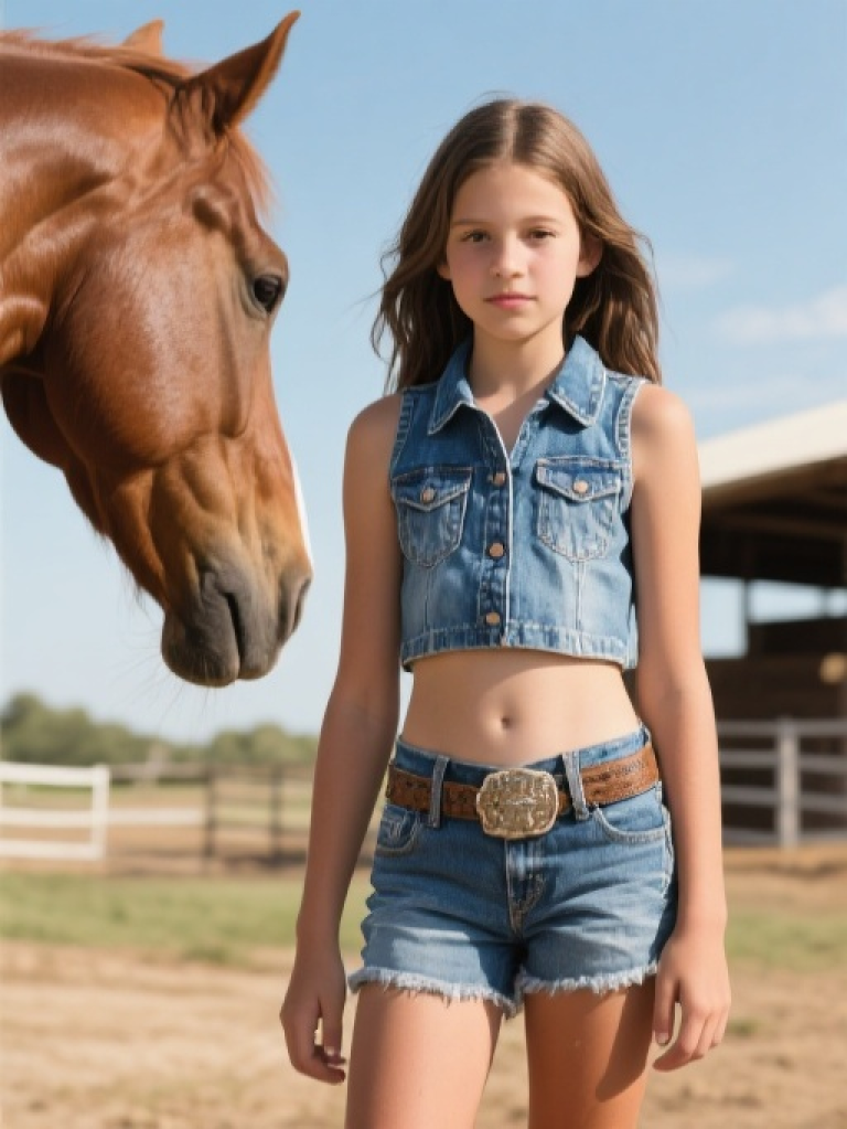 HXFF Girls' Western Denim Shorts