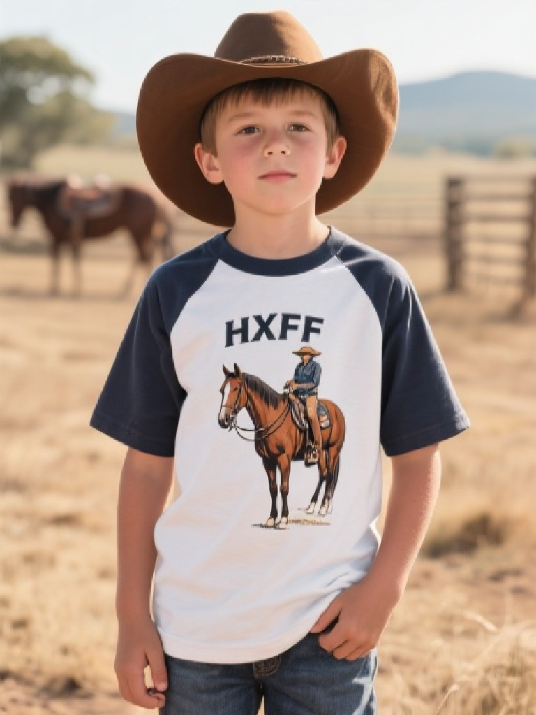 HXFF Boys' Western Cowboy Hat Tee