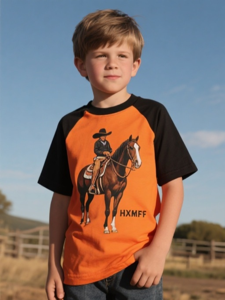 HXFF Boys' Western Horse Rider T-shirts