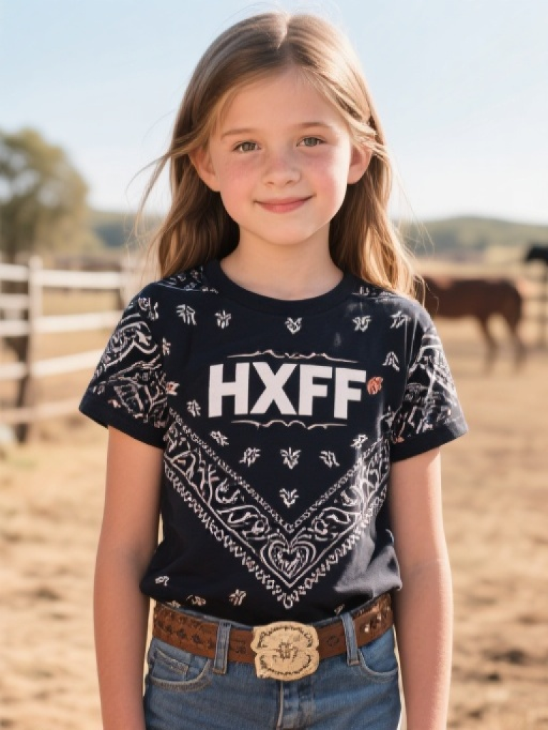 HXFF Girls' Western Bandana Tee