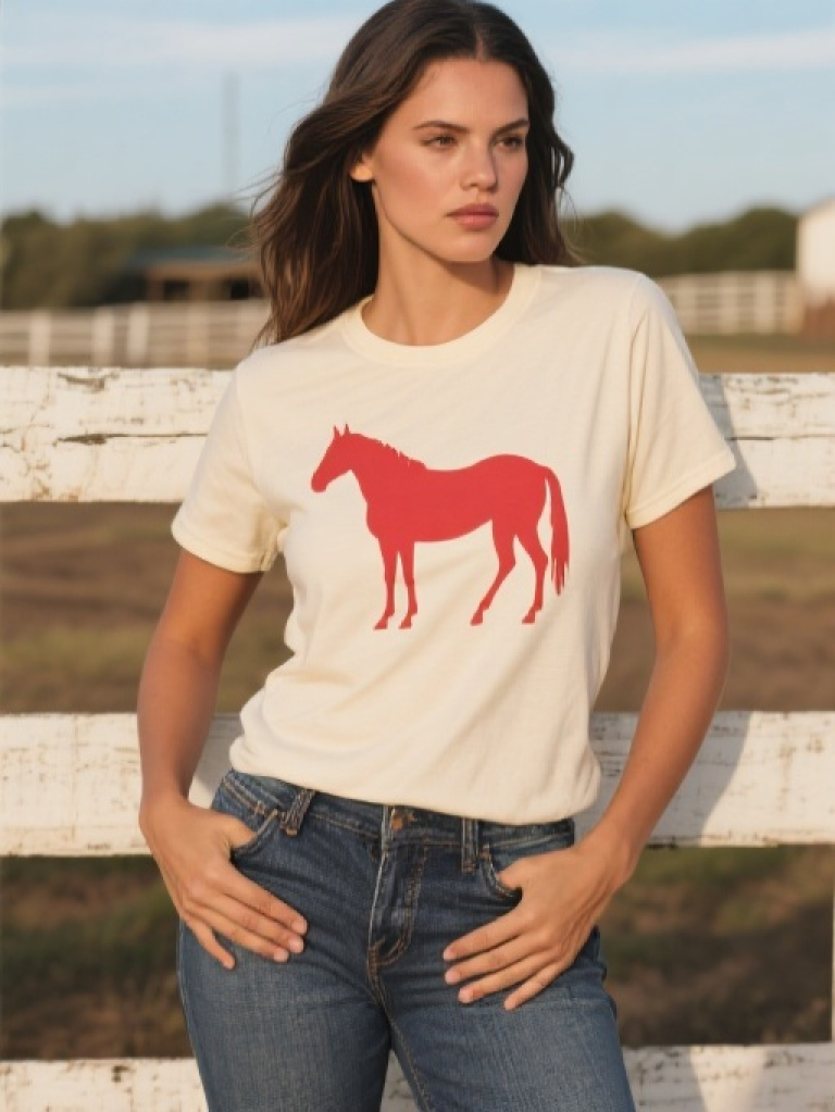 HXFF Women's Western Horse Silhouette Tee