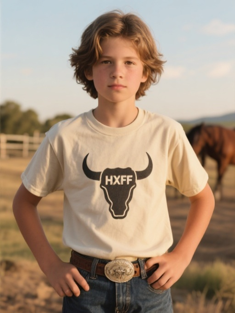 HXFF Youth Rider Equestrian Bull Horns T-Shirt
