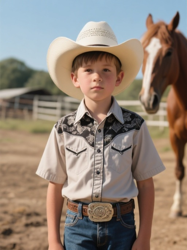 HXFF Boys' Western Cowboy Short Sleeve