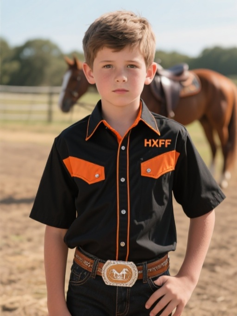 HXFF Boys' Western Cowboy Shirts