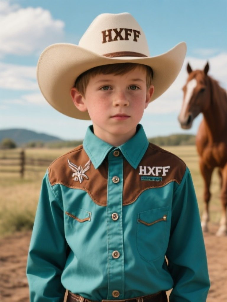 HXFF Boys' Western Horse Ranch Button Down Shirt