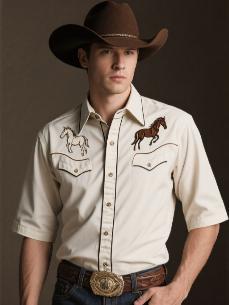 HXFF Men's Rodeo Style Short Sleeve Shirt