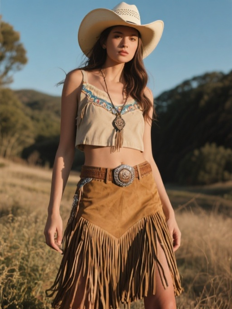 Cowgirl Fringe Midi Skirt
