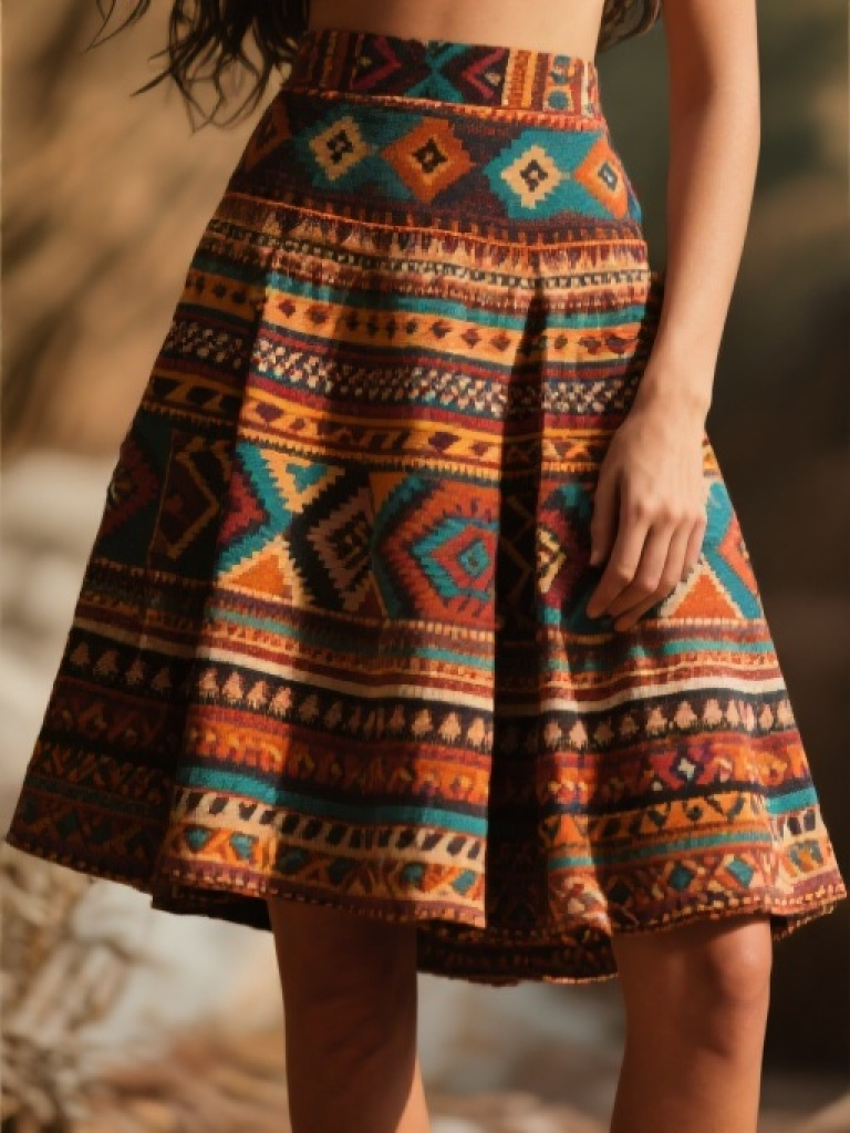 Southwestern Pattern A-Line Skirt