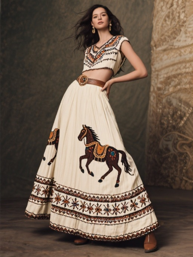 Western Embroidered Maxi Skirt