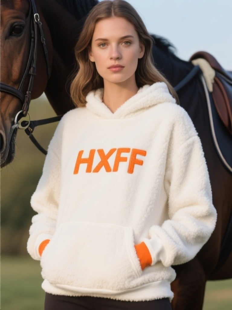 HXFF Women's Teddy Fleece Equestrian Sweatshirt