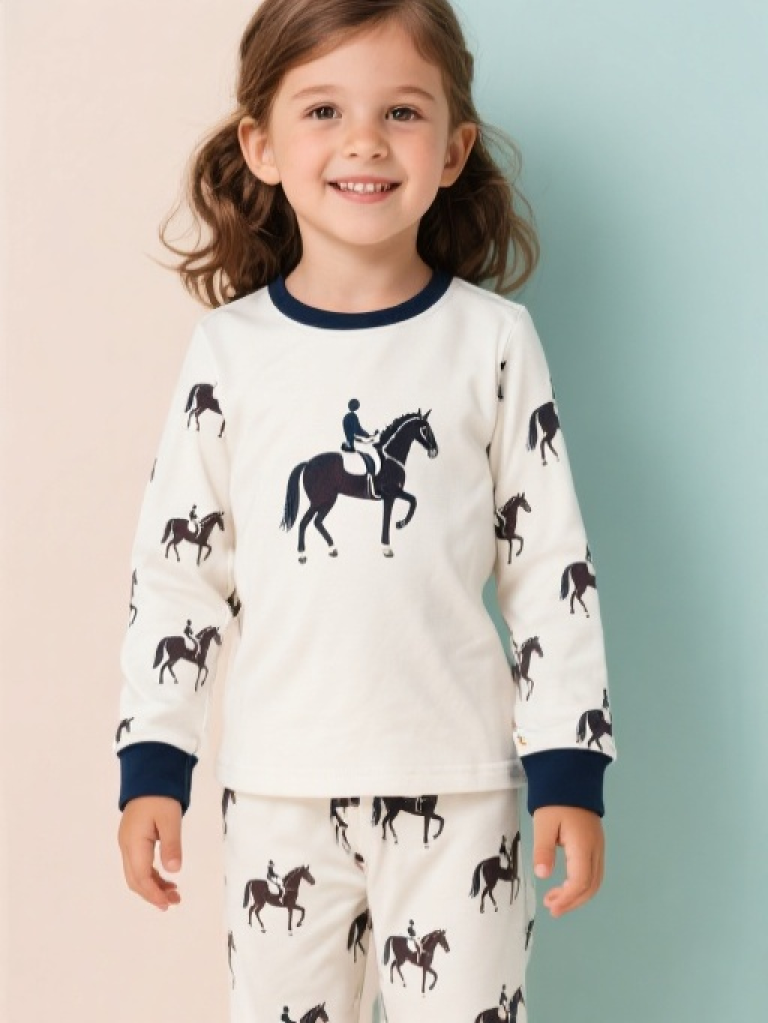 Youth Equestrian Pattern Pajama Set