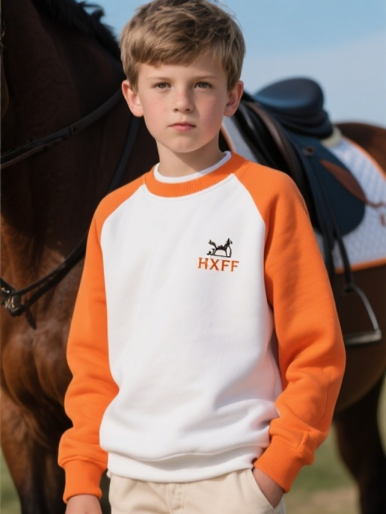 HXFF Boys' Equestrian Portrait Long Sleeve Tops