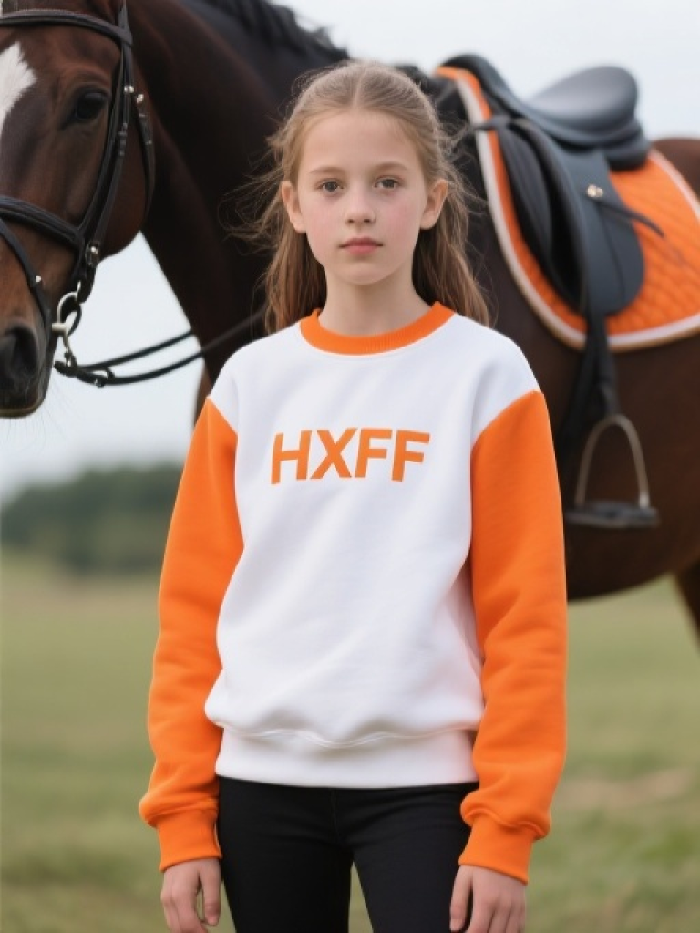 HXFF Girls' Equestrian Portrait Long Sleeve Sweatshirts
