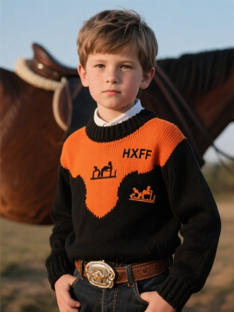 HXFF Boys' Equestrian Western Knit Sweater