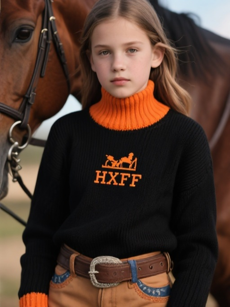 HXFF Girls' Equestrian Western Knit Sweater